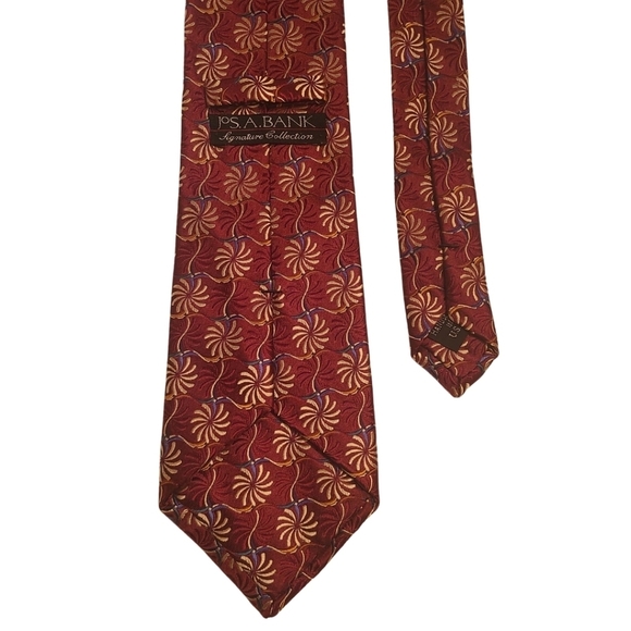 Jos A. Bank Signature Collection Red and Gold Patterned Neck Tie - Picture 3 of 4